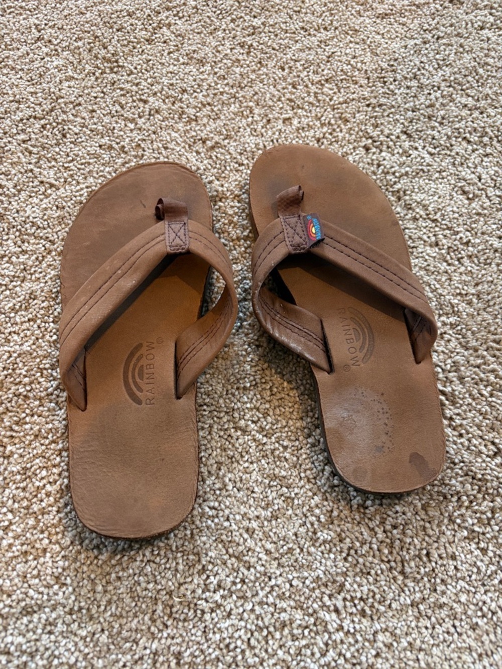 GUC Kids Premier Leather 1” Strap Flip Flops in Espresso Sz 13/1 - Picture 2 of 9